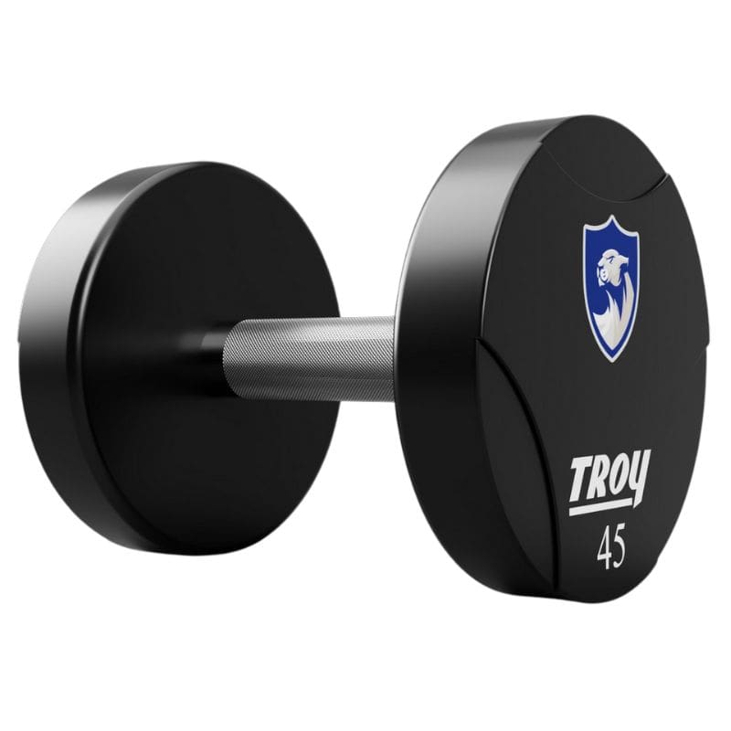 Troy TSD-UTL Urethane T-Clog Logo Dumbbell Set Tiger Shield 45lb