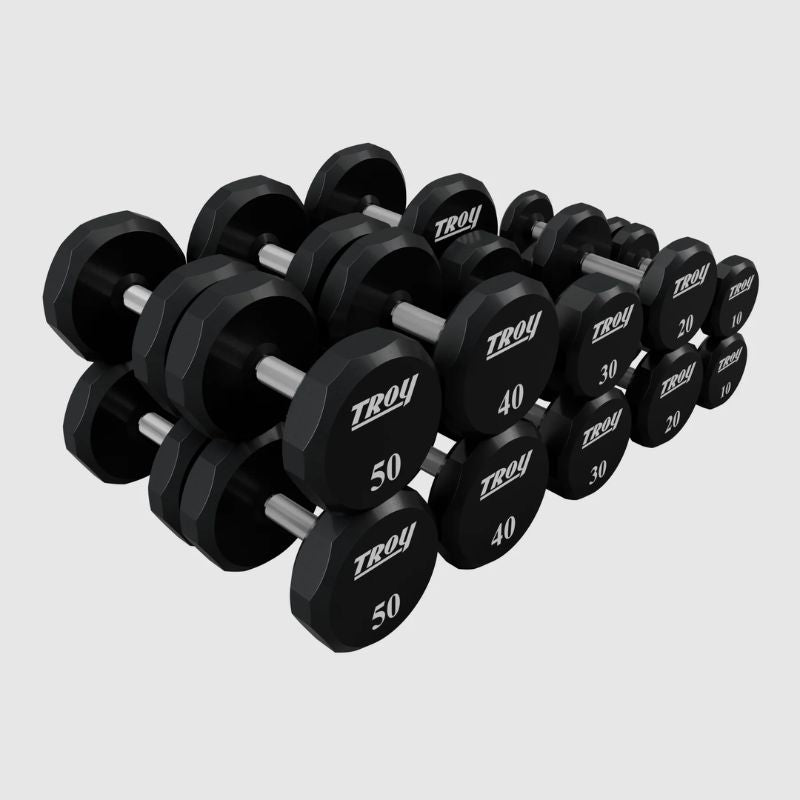 Troy TSD-U 12-Sided Urethane Encased Dumbbell Sets (Sold in 5lb Increments) 10,20,30,40,50 lb dumbbells set