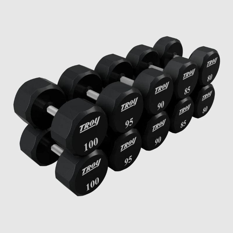 Troy TSD-U 12-Sided Urethane Encased Dumbbell Sets (Sold in 5lb Increments) 80,85,90,95,100 lb dumbbells set
