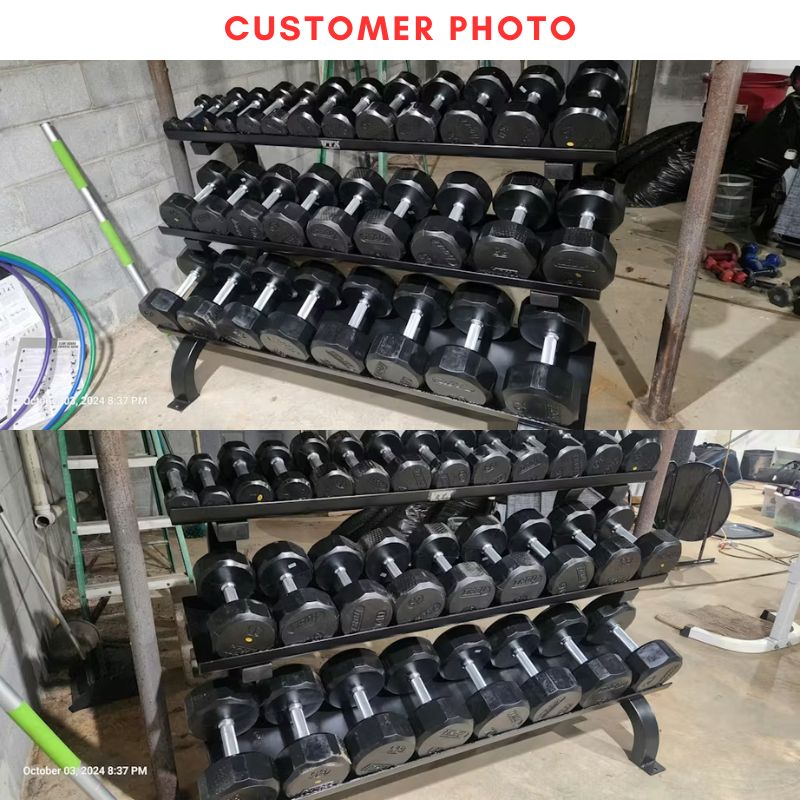 Troy VERTPAC-TSDR75 12-Sided Dumbbells Set with 3 Tier Shelf Rack