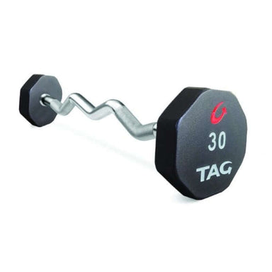 U8BBEL-EZ TAG Fitness   8 Sided 20-110lb and Set, Urethane Barbell with EZ Curl Handle 30 lb