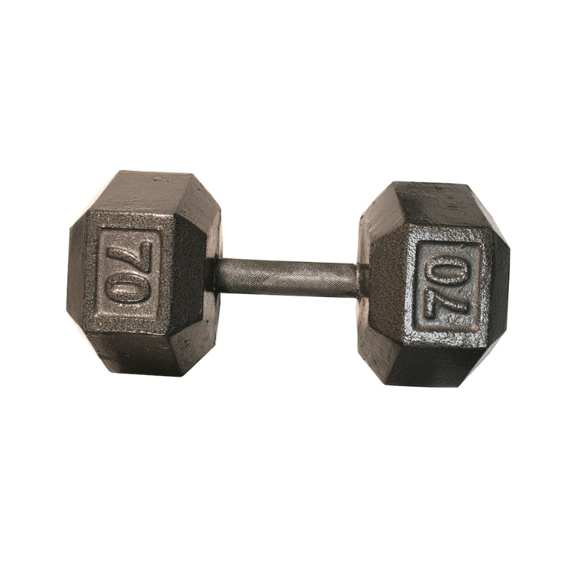 Body solid 70 lb best sale cast iron hex dumbbell