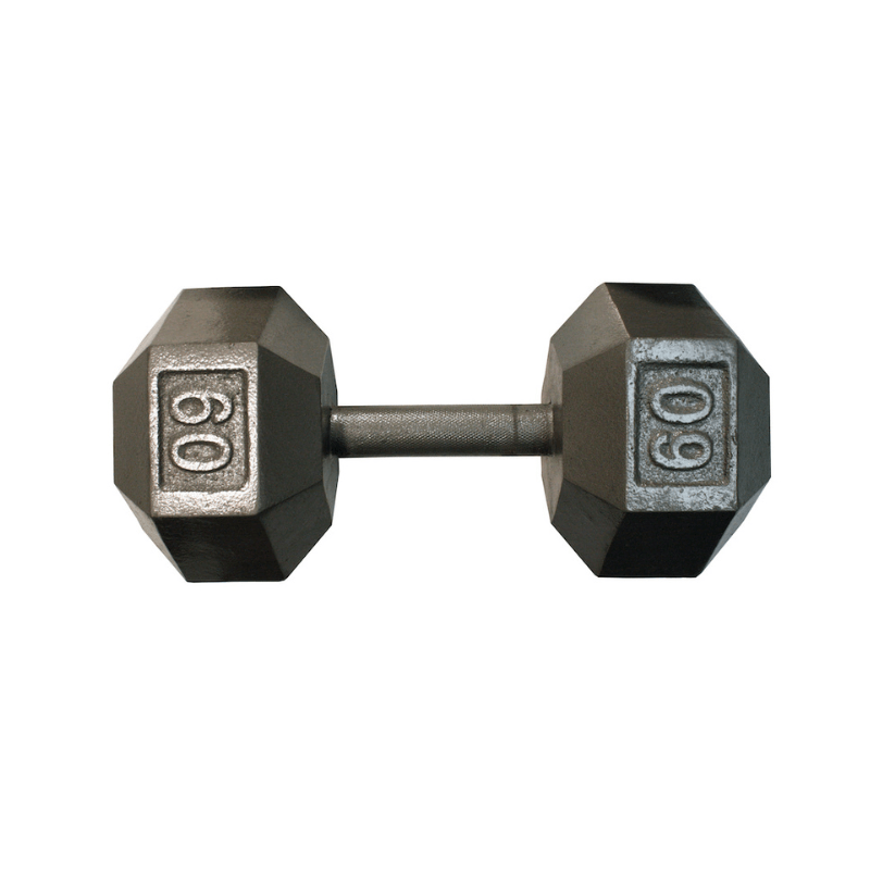 USA Hex Gray Cast Iron Dumbbell | IHD 60lb