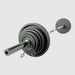 USA OLYMPIC 210 LB BARBELL AND WEIGHT SET -  GREY CAST IRON WEIGHT PLATE
