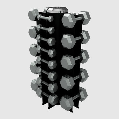 USA Sports by Troy 3-50lb Iron Hex Dumbbell Set with Vertical Rack - VERTPAC-IHD50G