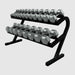 USA Sports by Troy 5-50lb Iron Hex Dumbbell Set with Horizontal Rack - VERTPAC-IHD50 on a white background
