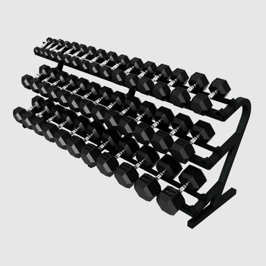 USA Sports by Troy VERTPAC-HDR100 Rubber Hex Dumbbell Set with Rack 5 lb to 100 lbs Set  on white background