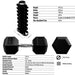 USA Sports by Troy VERTPAC-HDR30G Rubber Hex Dumbbell Set with Rack Details and Measurements