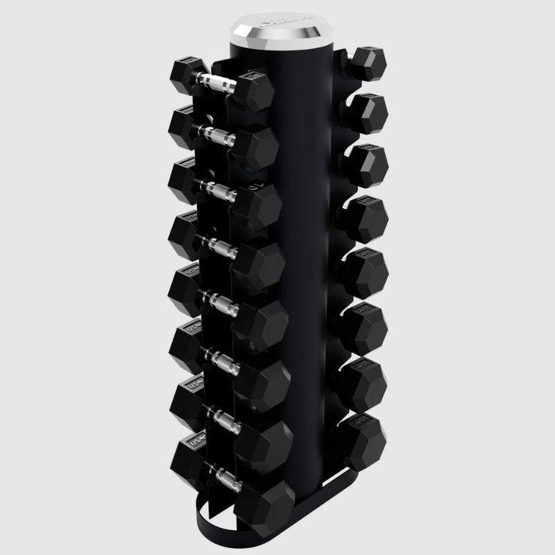USA Sports by Troy VERTPAC-HDR30G Rubber Hex Dumbbell Set with Rack Main Display