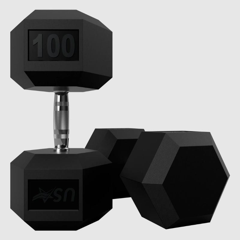 USA by Troy HD-R Rubber Hex Dumbbells 100lbs Pair