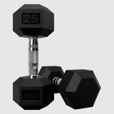 USA by Troy HD-R Rubber Hex Dumbbells 25lbs Pair