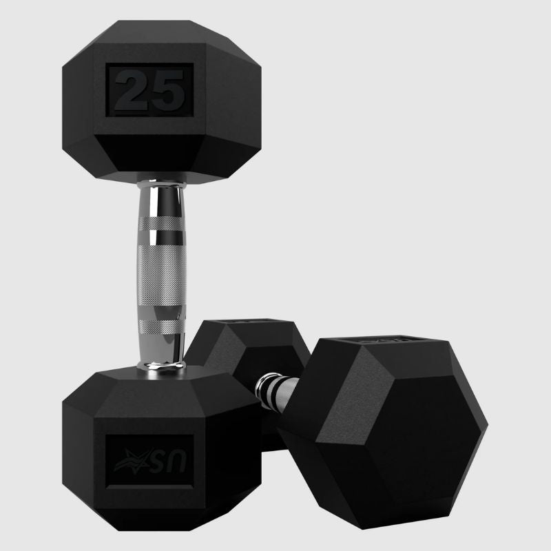 USA by Troy HD-R Rubber Hex Dumbbells 25lbs Pair