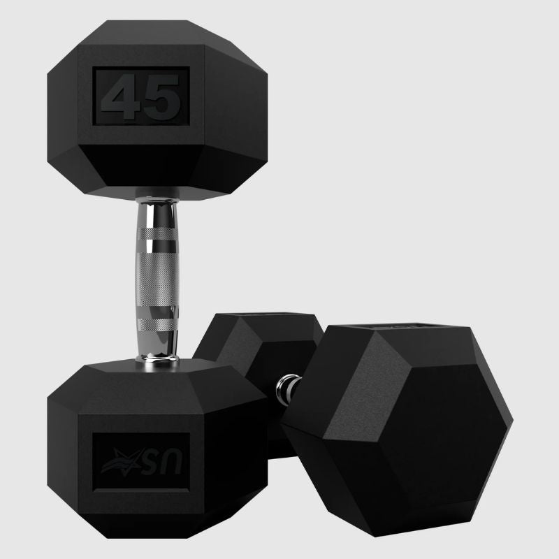 USA by Troy HD-R Rubber Hex Dumbbells 45lbs Pair
