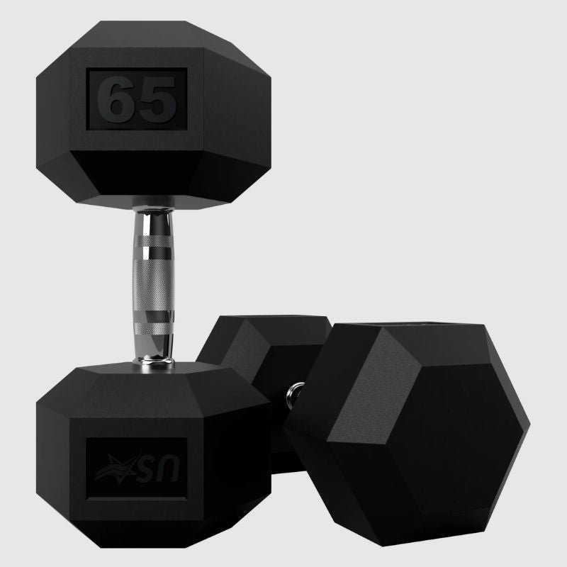 USA by Troy HD-R Rubber Hex Dumbbells 65lbs Pair