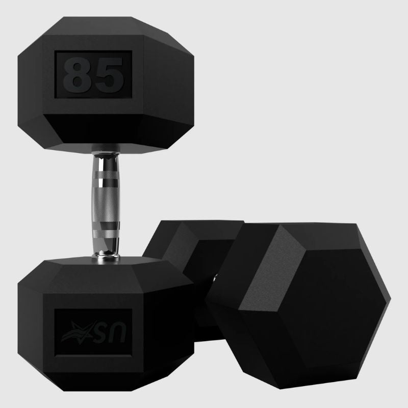 USA by Troy HD-R Rubber Hex Dumbbells 85lbs Pair