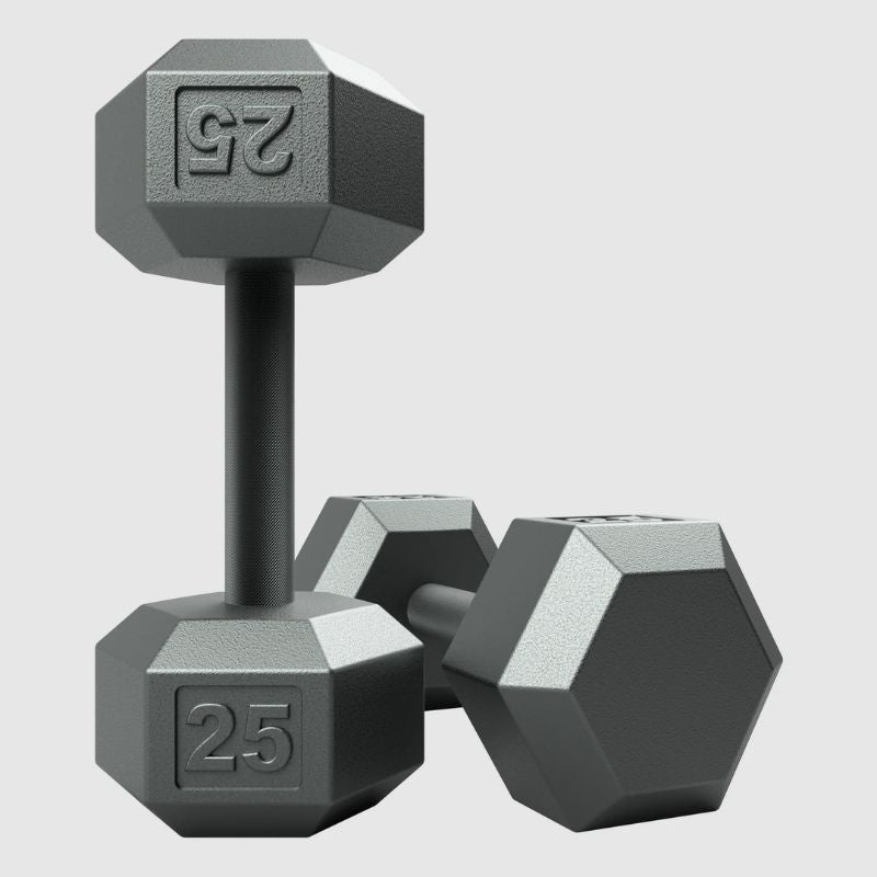 USA by Troy IHD Hex Gray Cast Iron Dumbbell 25lbs Pair 