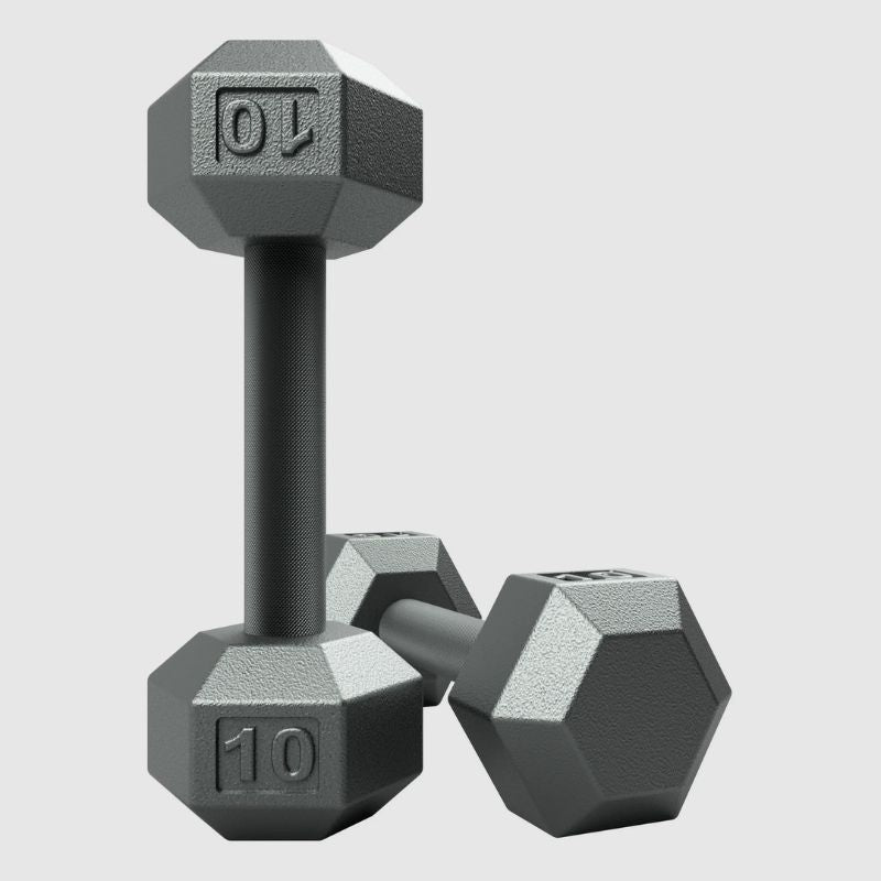 USA by Troy IHD Solid Iron Gray Cast Hex Dumbbell Set 10 lb Dumbbells Pair