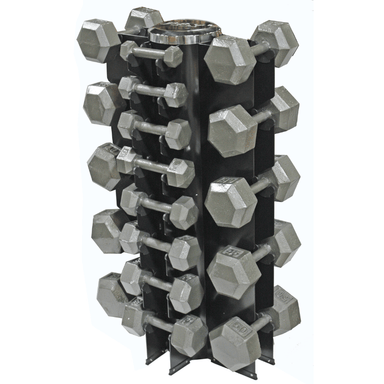 USA Sports by Troy Iron Hex Dumbbell Set with Vertical Rack | VERTPAC-IHD50G