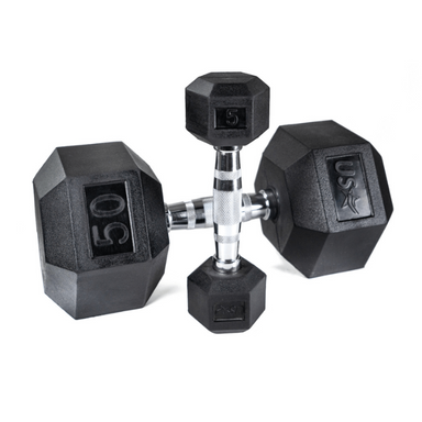 USA by Troy Rubber Hex Dumbbells | HD-R 50lb Pair