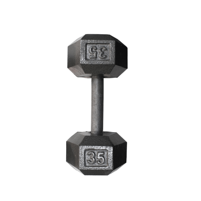 USA Hex Gray Cast Iron Dumbbell | IHD 35lb