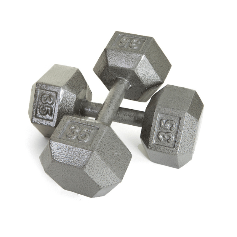 USA Hex Gray Cast Iron Dumbbell | IHD 35lb Pair