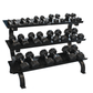 VTX by Troy Horizontal 3-Tier Shelf Rack | GTDR-3 w/ Troy 8 Sided Rubber Dumbbells | SD-R