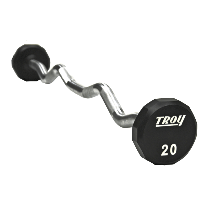 TROY 20-110 lb 12-Sided Urethane Fixed Curl Barbell Set | TZB-020-110U