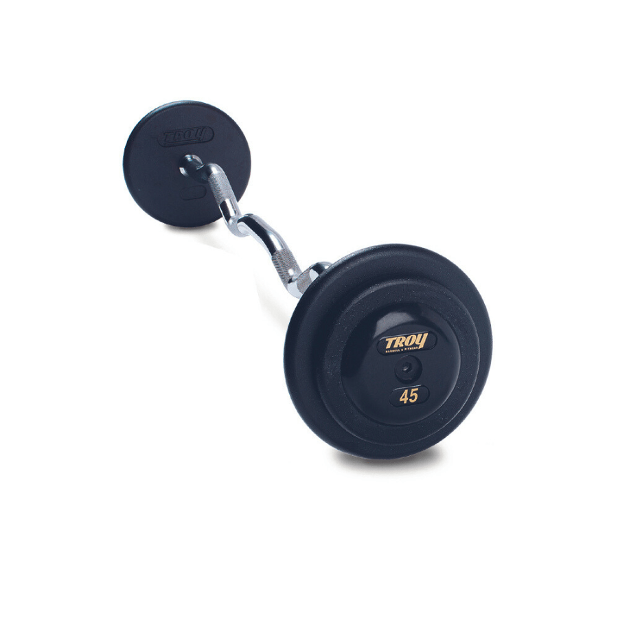 TROY Pro Style Fixed Curl Barbell - Black Plates / Rubber End Caps PZB-R