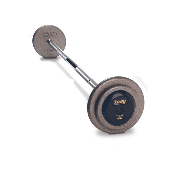 TROY Pro Style Straight Barbell Hammer-tone Gray Rubber End Caps - HFB-R