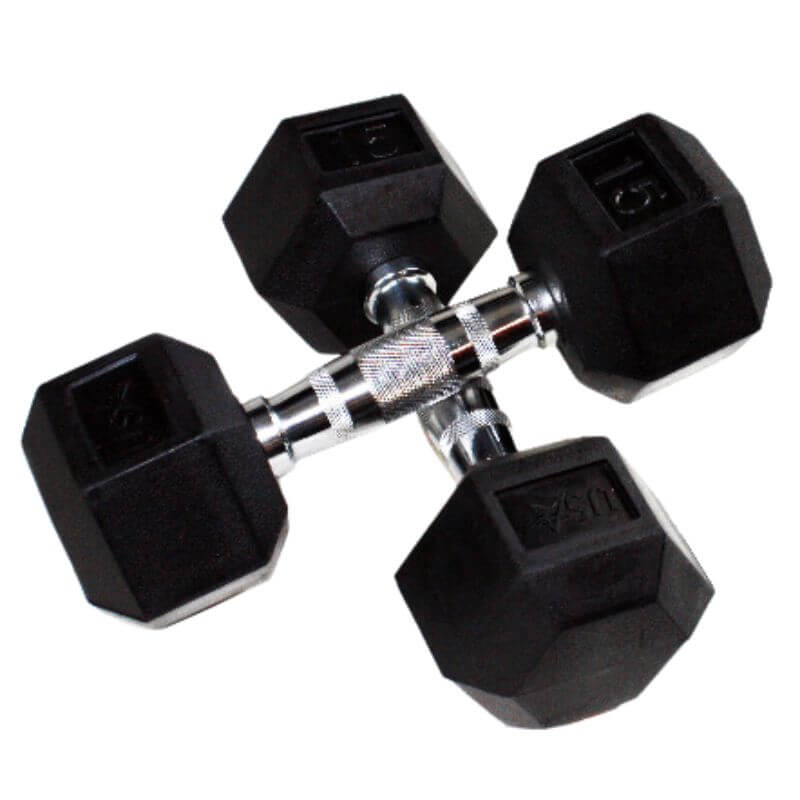 VERTPAC-HDR50G USA Sports by Troy 3-50lb Rubber Hex Dumbbell  15 lb