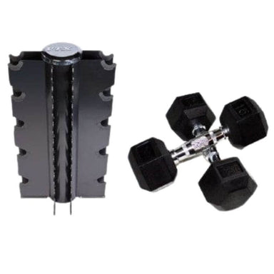 VERTPAC-HDR50G USA Sports by Troy 3-50lb Rubber Hex Dumbbell Set with Vertical Rack