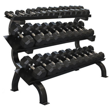 VERTPAC-SDR75 VTX by Troy  5-75 lb 8-Sided Rubber Encased Dumbbell Set with 3 Tier Shelf Rack Main