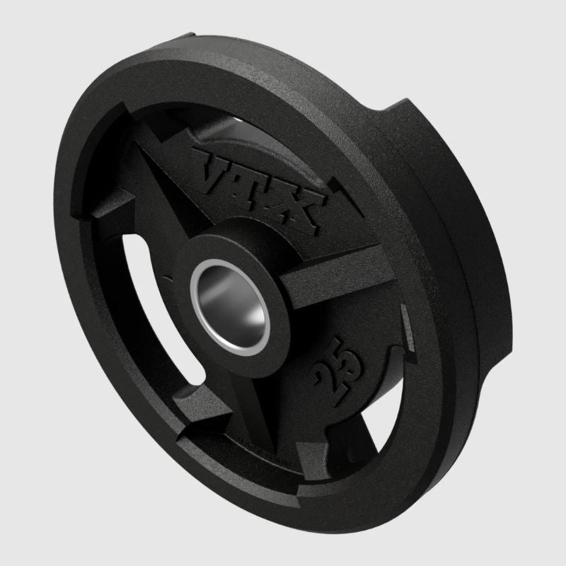 VTX GO-VR Rubber Olympic Grip Plate 25 lb on a white background