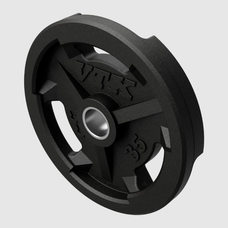 VTX GO-VR Rubber Olympic Grip Plate 35 lb on a white background