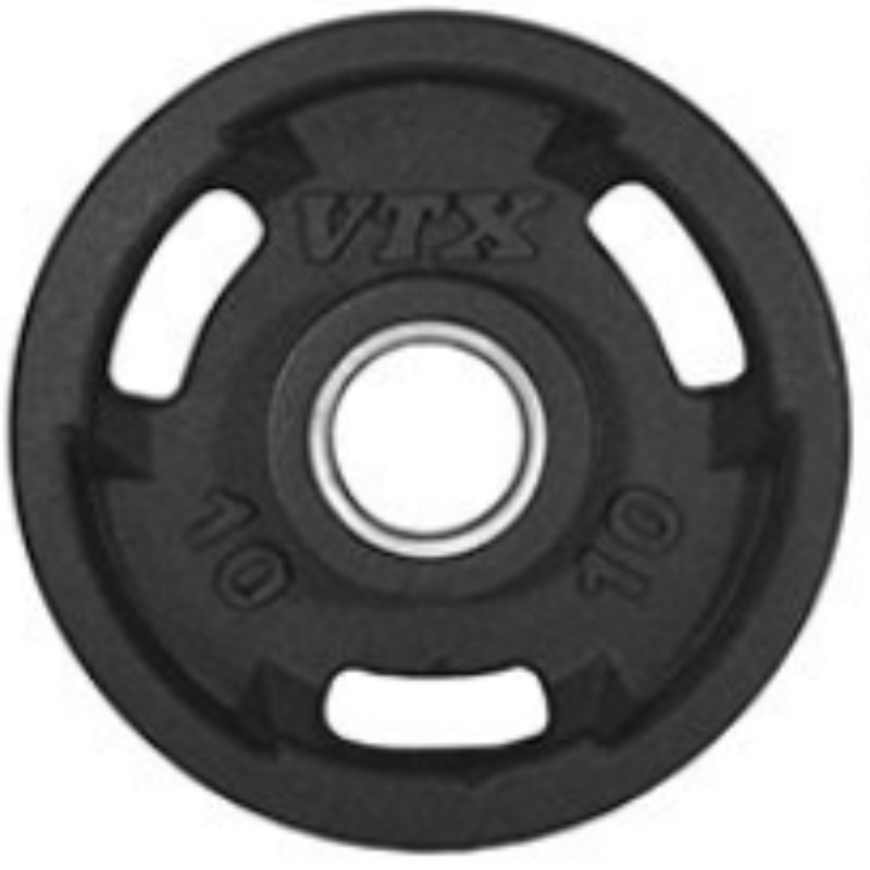 VTX Olympic Rubber Encased "Wide Flange" 3 Hole Grip Plate 255lb Set | GO-VR  10lb