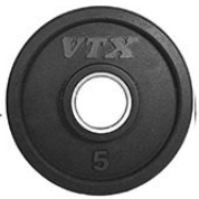 VTX Olympic Rubber Encased "Wide Flange" 3 Hole Grip Plate 255lb Set | GO-VR  5lb
