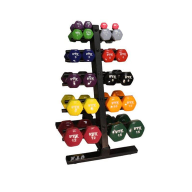 VTX THD-VPAC 1-10lb Color Vinyl Dumbbell Set with Compact Floor Rack