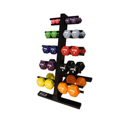 VTX THD-VPAC 1-10lb Color Vinyl Dumbbell Set with Compact Floor Rack