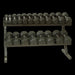 VTX VERTPAC-SDR50 Rubber Hex Dumbbells 5-50lb with Rack Front View with Dumbbells