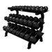 VTX 5-75 lb Urethane Dumbbells Set with Horizontal Rack - VERTPAC-SDU75 on a white background