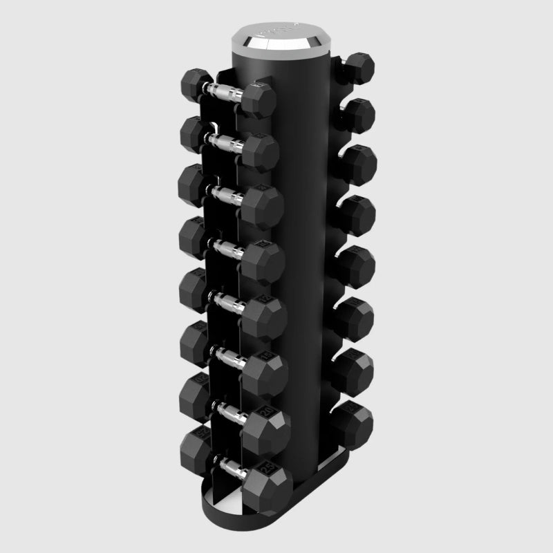 VTX 8-Pair Rubber Dumbbell Set with Rack - VERTPAC-SDR25