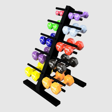 VTX Colored Vinyl Dumbbell Pack - THD-VPAC Angled View on a white background