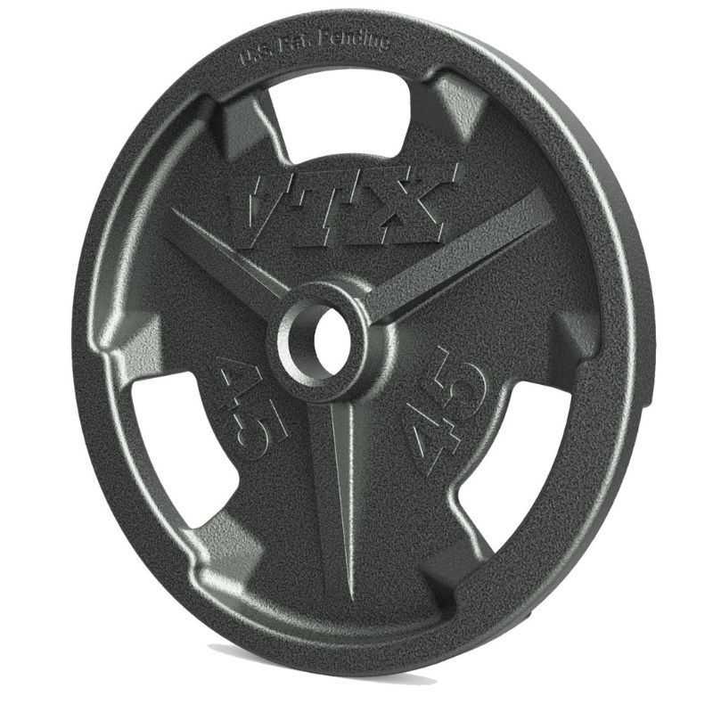 VTX GO-V 3 Slot Olympic Grip Plate 45lb Single Side View