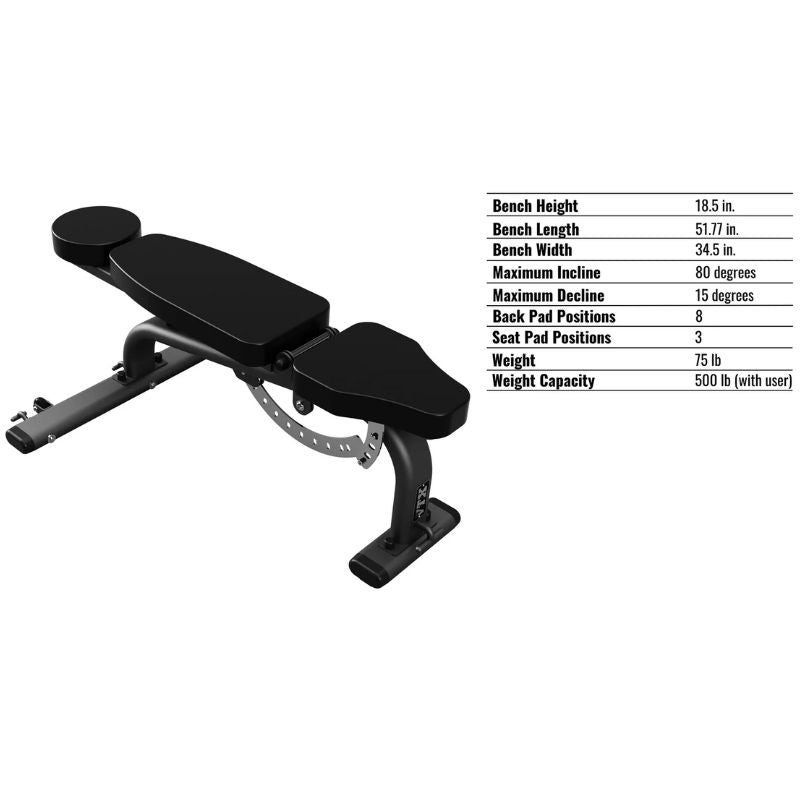 VTX GVBH-FID Adjustable Flat/Incline/Decline Bench Dimensions