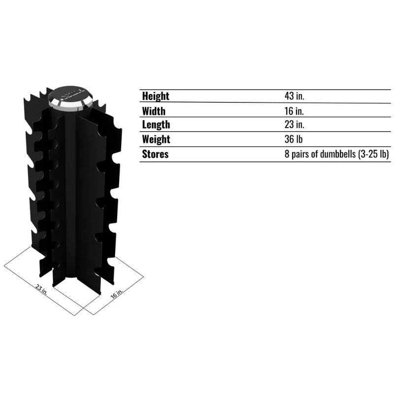 VTX  GVDR-13 Vertical 4-Tier Dumbbell Rack, Holds 13 Pairs (3-50 lbs) Dimensions