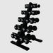 VTX Neoprene Dumbbell Set with Rack - THD-NPAC Angled View on a white background