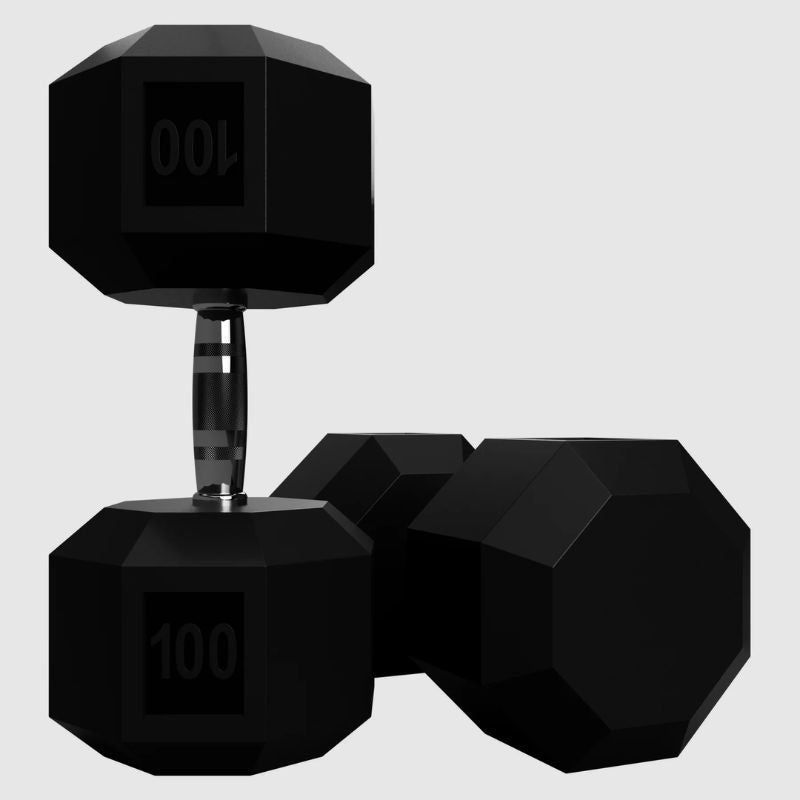 VTX SD-R 8-Sided Rubber Dumbbell Set 100 lbs Pair
