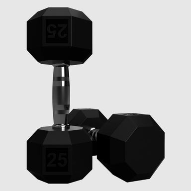 VTX SD-R 8-Sided Rubber Encased Hex Dumbbell 25lbs Pair Hex Rubber Dumbbells