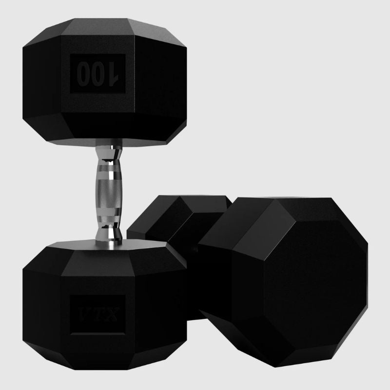 VTX SD-U 8-Sided Urethane Encased Dumbbell Sets 100 lb Dumbbells pair on a white background