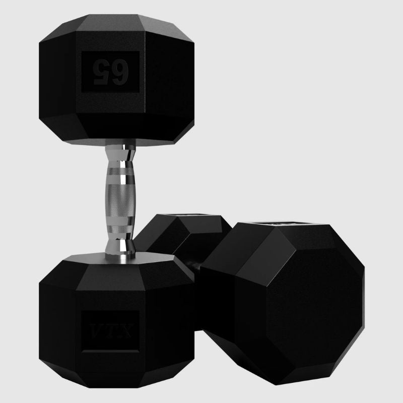VTX SD-U 8-Sided Urethane Encased Dumbbell Sets 65 lb dumbbells pair on a white background
